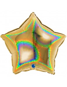 Balão Estrela Dourado Holográfico